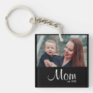 Mom Established Photo Gift Keychain