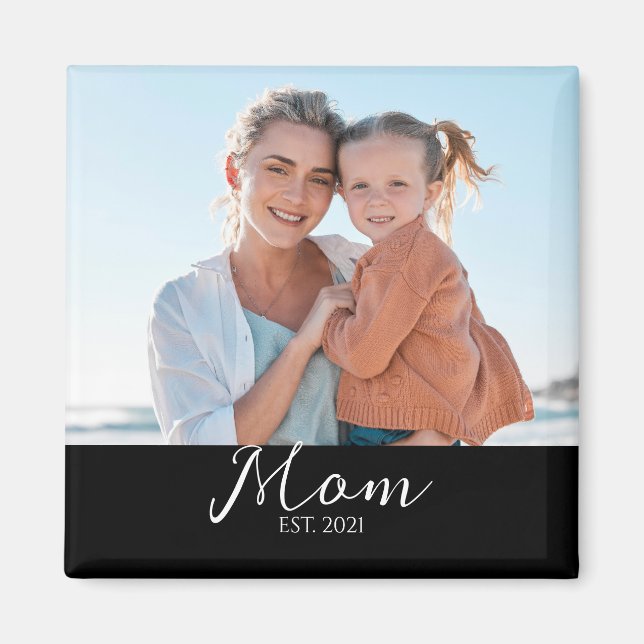 Mom Established Photo Gift Magnet (Front)