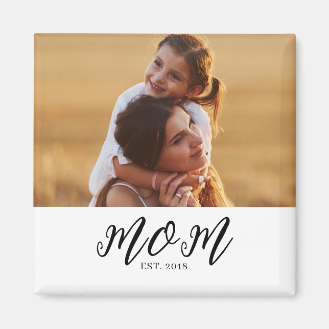 Mom Established Photo Gift Magnet (Front)