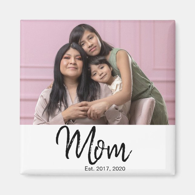 Mom Established Photo Gift Magnet (Front)