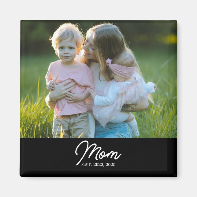 Mom Established Photo Gift Magnet (Front)