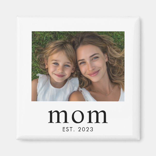 Mom Established Photo Gift  Magnet (Front)