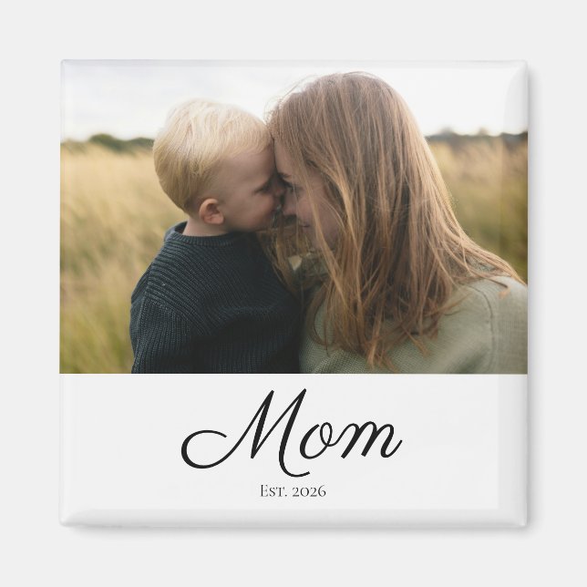 Mom Established Photo Gift Magnet (Front)
