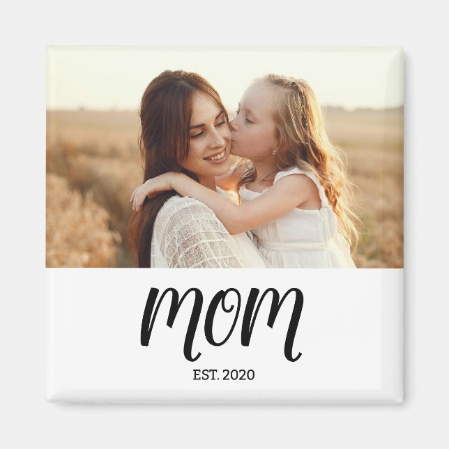 Mom Established Photo Gift Magnet (Front)