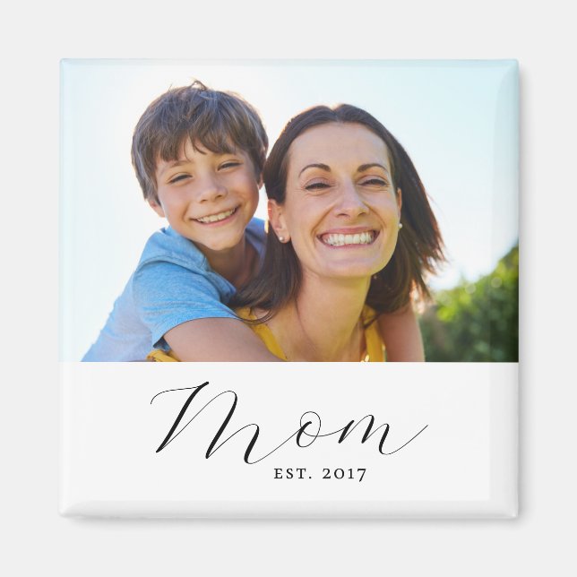 Mom Established Photo Gift Magnet (Front)