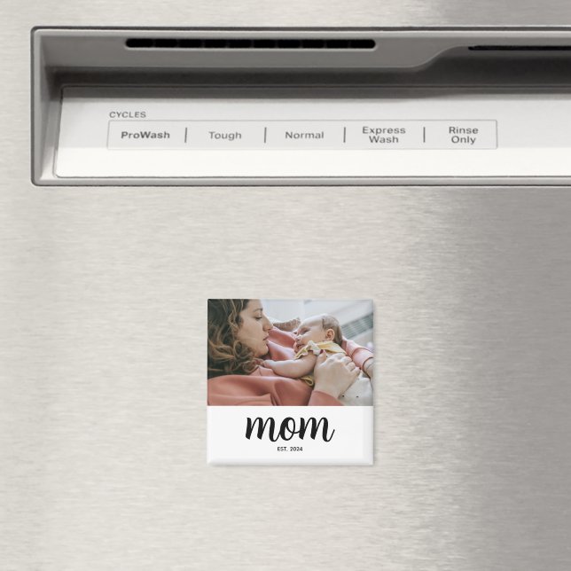 Mom Established Photo Gift Magnet (In Situ (Dishwasher))