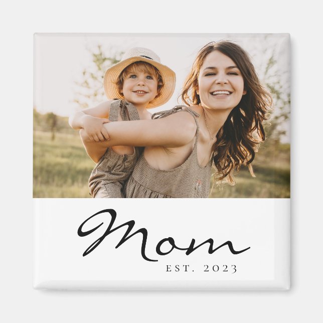 Mom Established Photo Gift Magnet (Front)