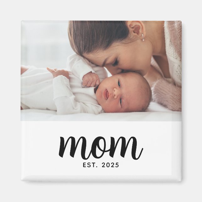 Mom Established Photo Gift Magnet (Front)