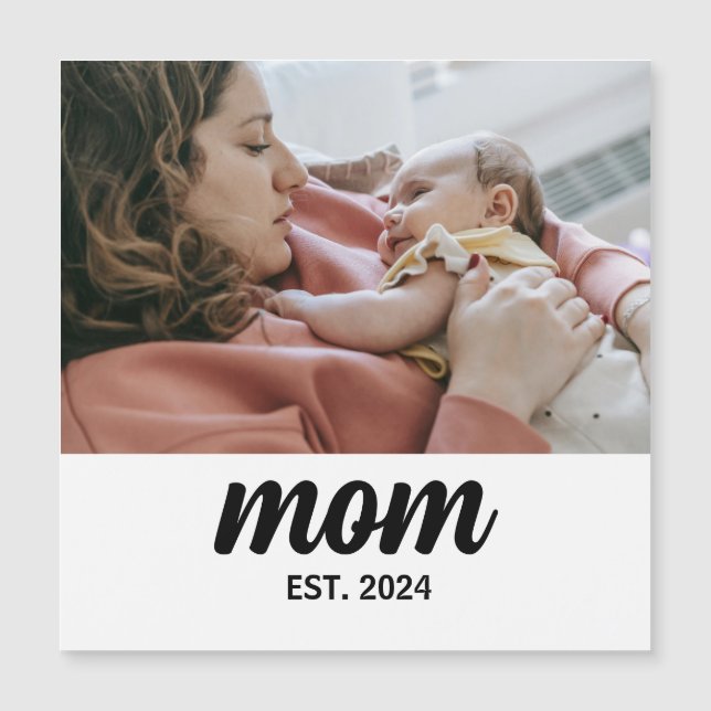 Mom Established Photo Gift Magnet (Front)