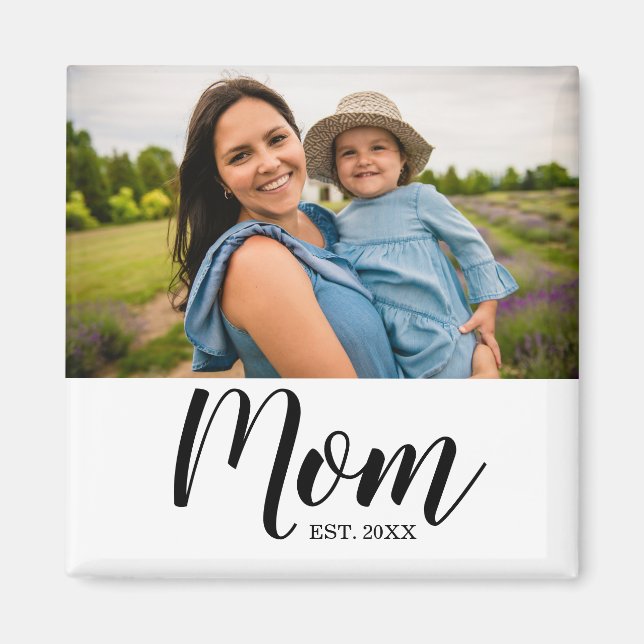 Mom Established Photo Gift Magnet (Front)