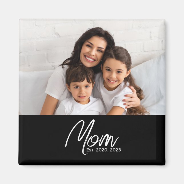 Mom Established Photo Gift Magnet (Front)