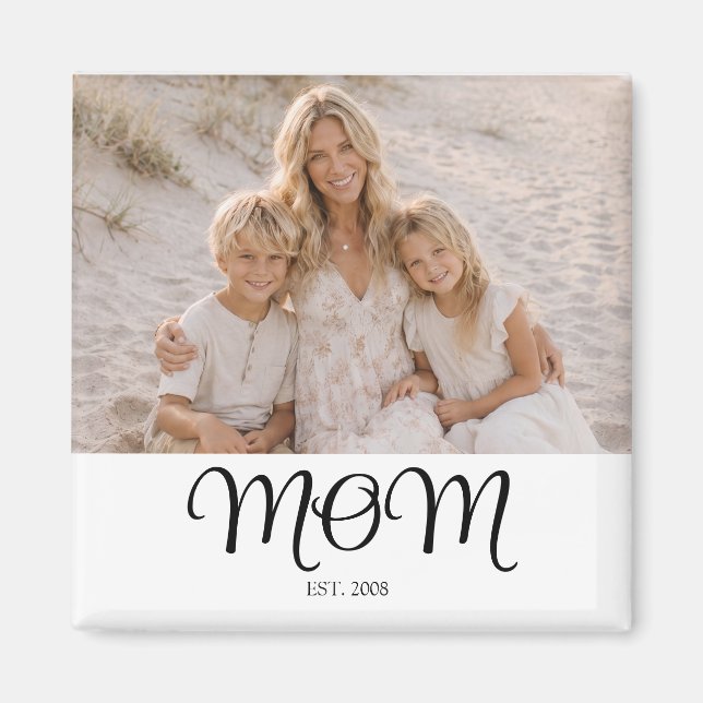Mom Established Photo Gift Magnet (Front)