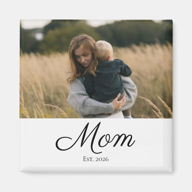 Mom Established Photo Gift Magnet (Front)