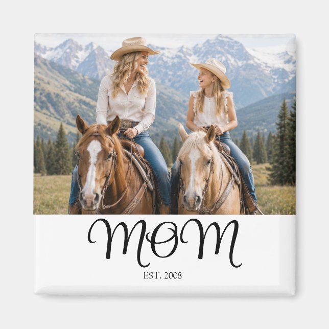 Mom Established Photo Gift Magnet (Front)