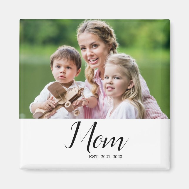Mom Established Photo Gift Magnet (Front)