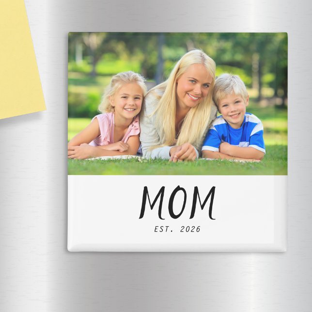 Mom Established Photo Gift Magnet (A magnet with "Mom Est. 2026" text and custom photo)