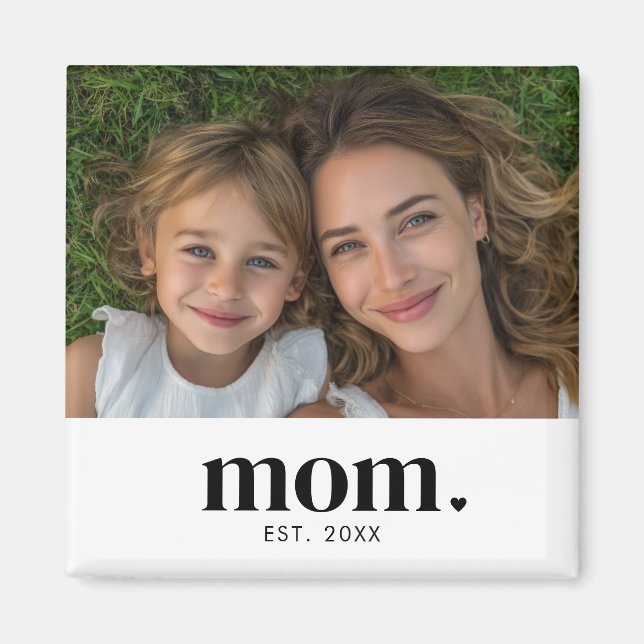 Mom Established Photo Gift  Magnet (Front)