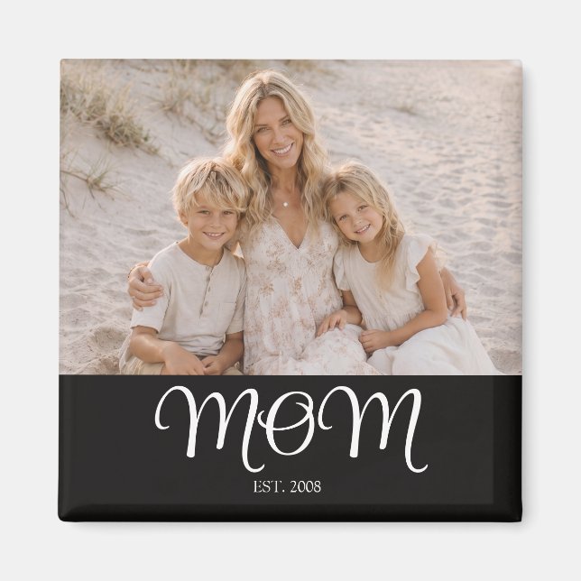 Mom Established Photo Gift Magnet (Front)