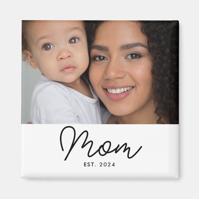 Mom Established Photo Gift  Magnet (Front)
