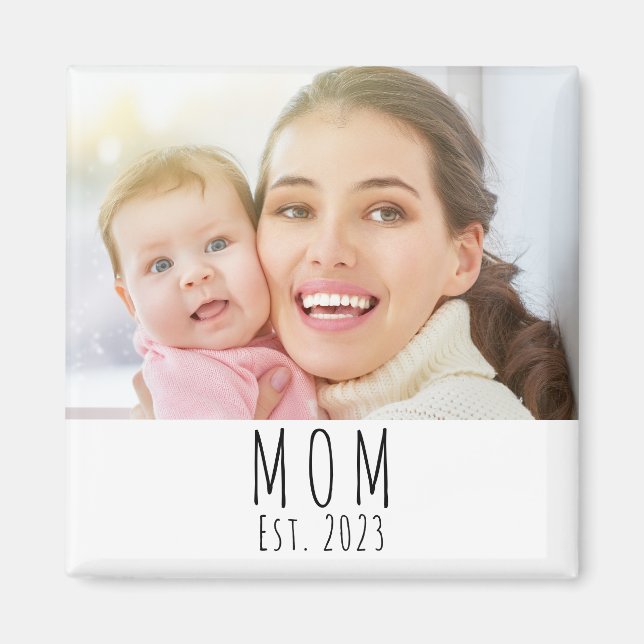Mom Established Photo Gift Magnet (Front)