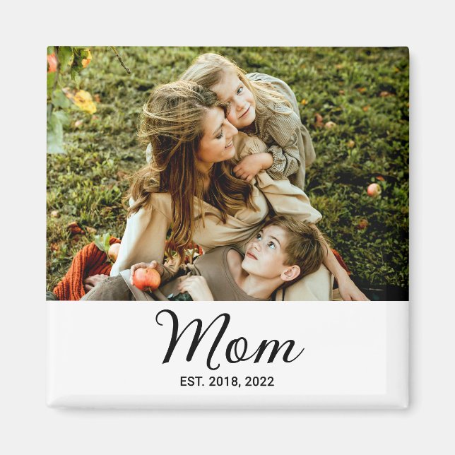 Mom Established Photo Gift Magnet (Front)