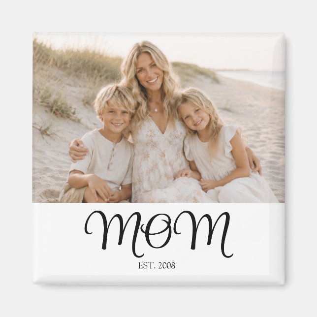 Mom Established Photo Gift Magnet (Front)