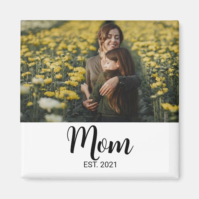 Mom Established Photo Gift Magnet (Front)