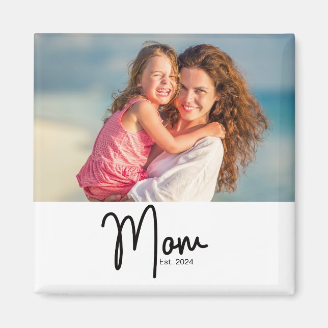 Mom Established Photo Gift Magnet (Front)
