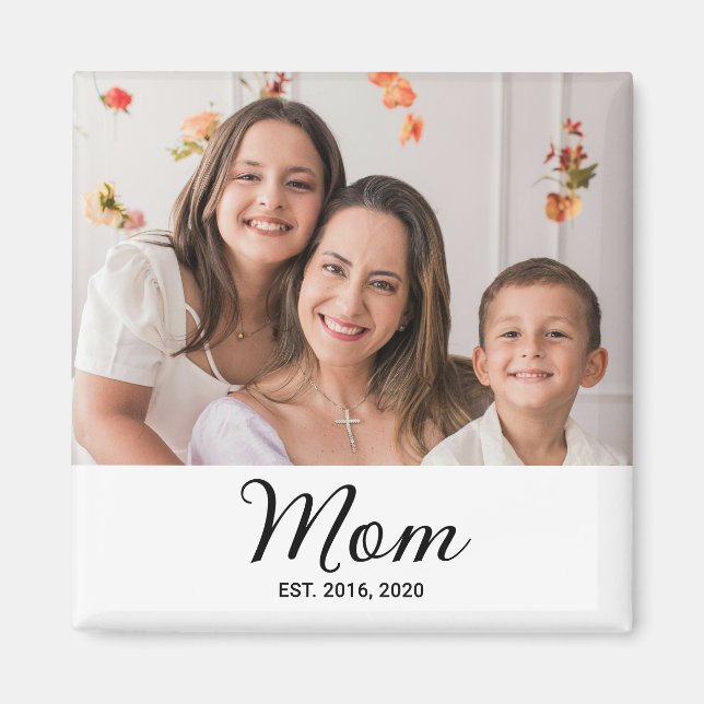 Mom Established Photo Gift Magnet (Front)
