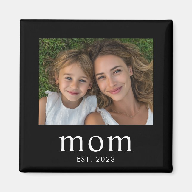 Mom Established Photo Gift  Magnet (Front)