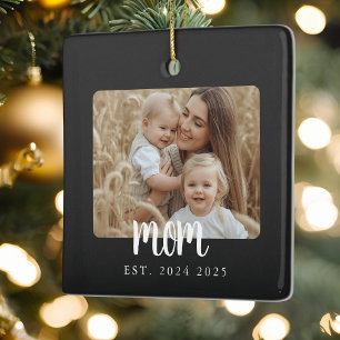 Mom Established Photo Gift Magnet Ceramic Ornament