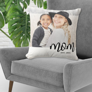 Mom Established Photo Gift Throw Pillow