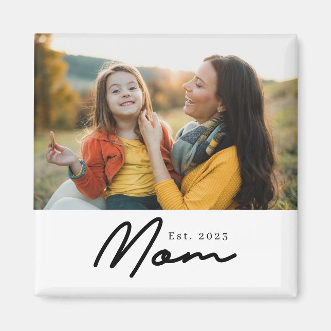 Mom Established Photo Magnet (Front)