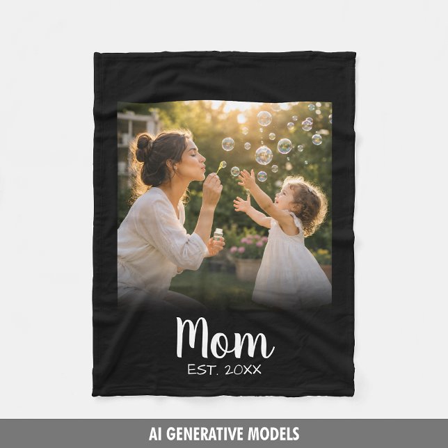 Mom Established Photo Memory Gift Fleece Blanket (Mom Established Photo Memory Gift Fleece Blanket)