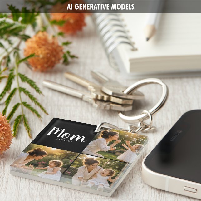 Mom Established Photo Memory Gift for Her Keychain (Mom Established Photo Memory Gift for Her Keychain)