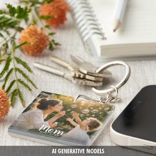 Mom Established Photo Memory Gift Keychain