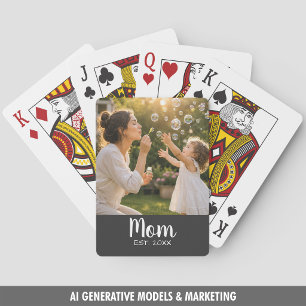 Mom Established Photo Memory Gift Playing Cards