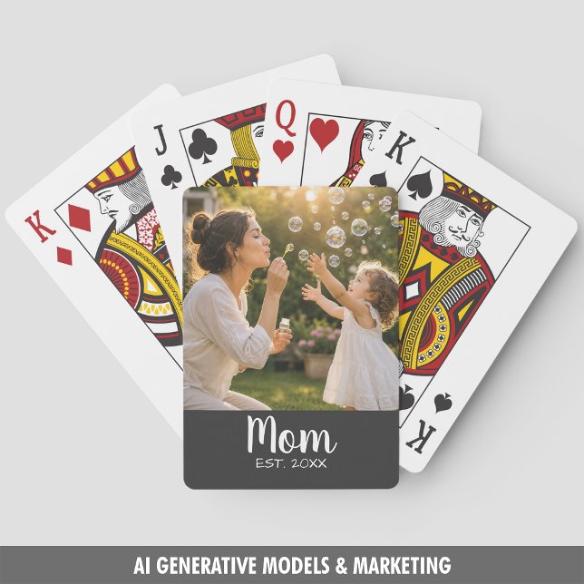 Mom Established Photo Memory Gift Playing Cards (Mom Established Photo Memory Gift Poker Cards)