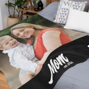 Mom Established Photo Mother's Day Fleece Blanket