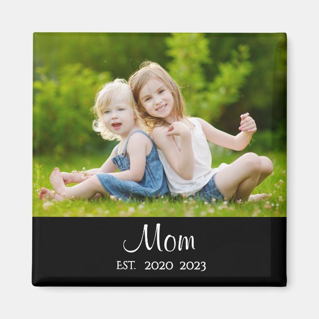 Mom Established Photo Mother's Day Magnet (Front)