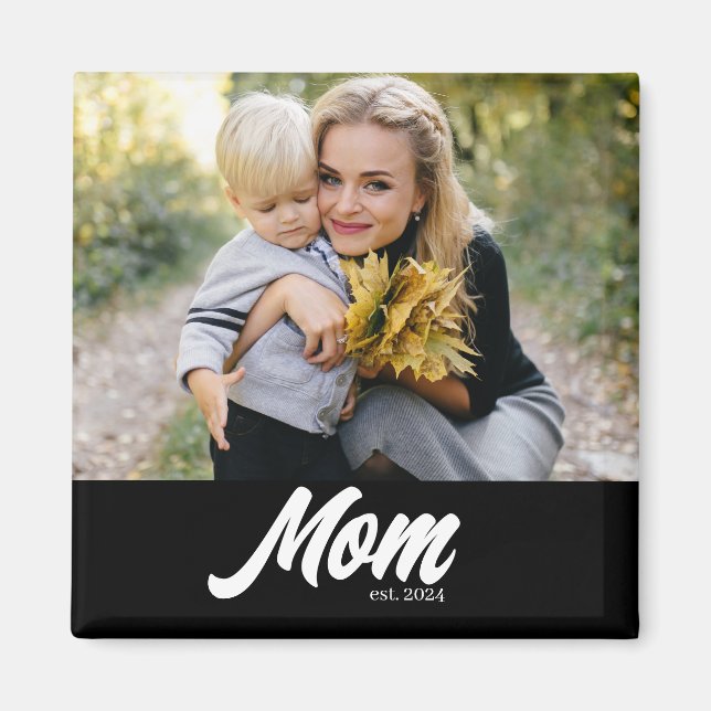 Mom Established Photo Mother's Day Magnet (Front)