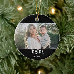Mom Established, Photo, Script, Ceramic Ornament