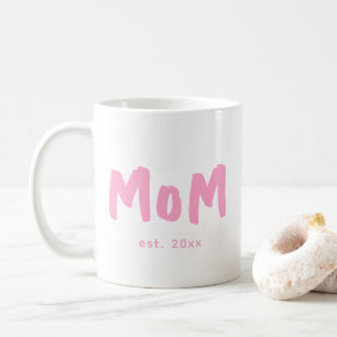 Mom Established Pink Typography New Mother Coffee Mug