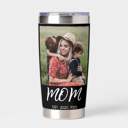 Mom Established Script Black 2 Photo Insulated Tumbler