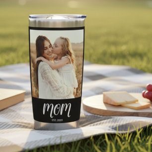 Mom Established Script Black 2 Photo Insulated Tumbler