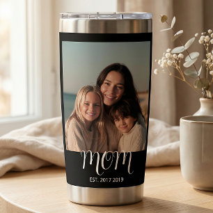 Mom Established Script Black 2 Photo Insulated Tumbler