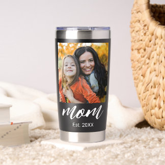 Mom Established Script Black 2 Photo Insulated Tumbler