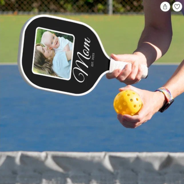 Mom Established Script Black 2 Photos  Pickleball Paddle (Creator Uploaded)