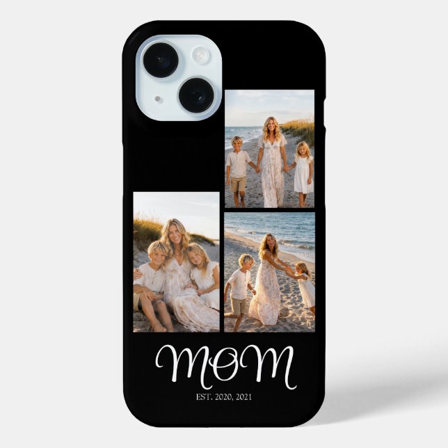 Mom Established Script Black 3 Photo Case-Mate iPhone Case (Back)