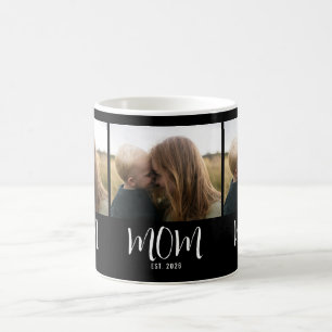 Mom Established Script Black 3 Photo Coffee Mug